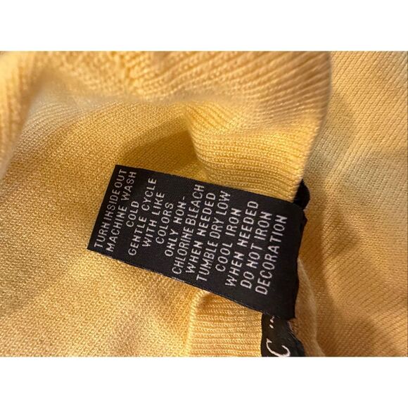 INC international concepts yellow T-shirt with pearl beaded neckline- size xs - Picture 4 of 6
